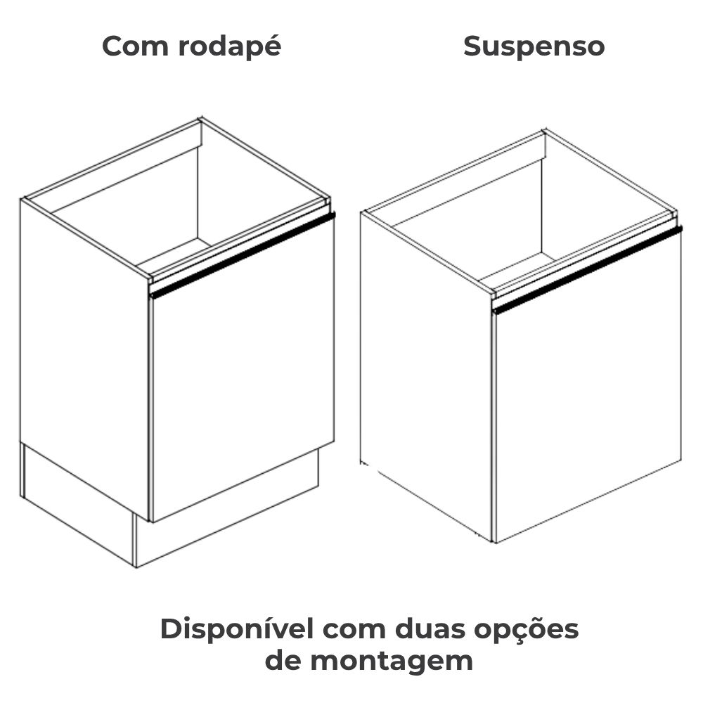 Balcao Com Tampo 1 Porta 60 cm Maxxi G742 Nogal Kappesberg