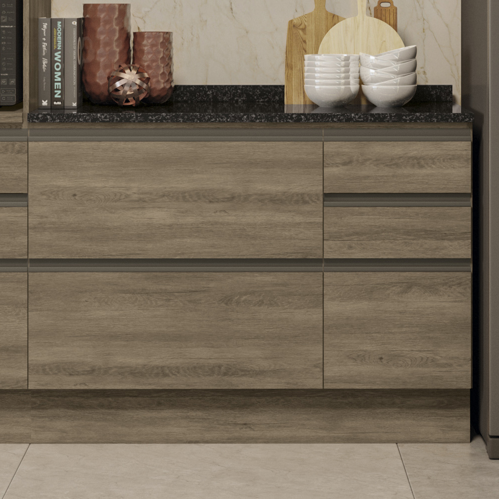 Balcao Com Tampo 120 cm 1P 4G Maxxi G746 Nogal Preto Kappesberg