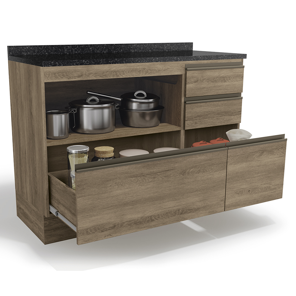 Balcao Com Tampo 120 cm 1P 4G Maxxi G746 Nogal Preto Kappesberg