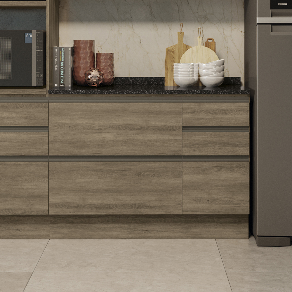 Balcao Com Tampo 120 cm 1P 4G Maxxi G746 Nogal Preto Kappesberg