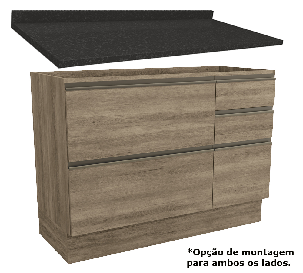 Balcao Com Tampo 120CM Maxxi G746/S515 Nogal Preto Kappesberg