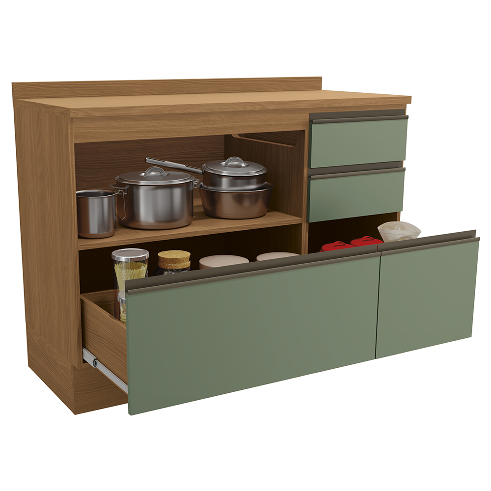 Balcao Com Tampo 1P 4G 120 cm Maxxi G746 Canela Verde Kappesberg