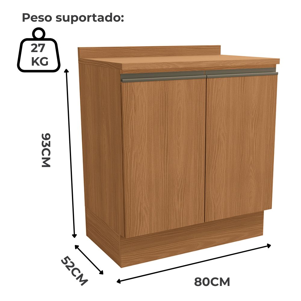 Balcao Com Tampo 2 Portas 80 cm Maxxi G744 Canela Kappesberg