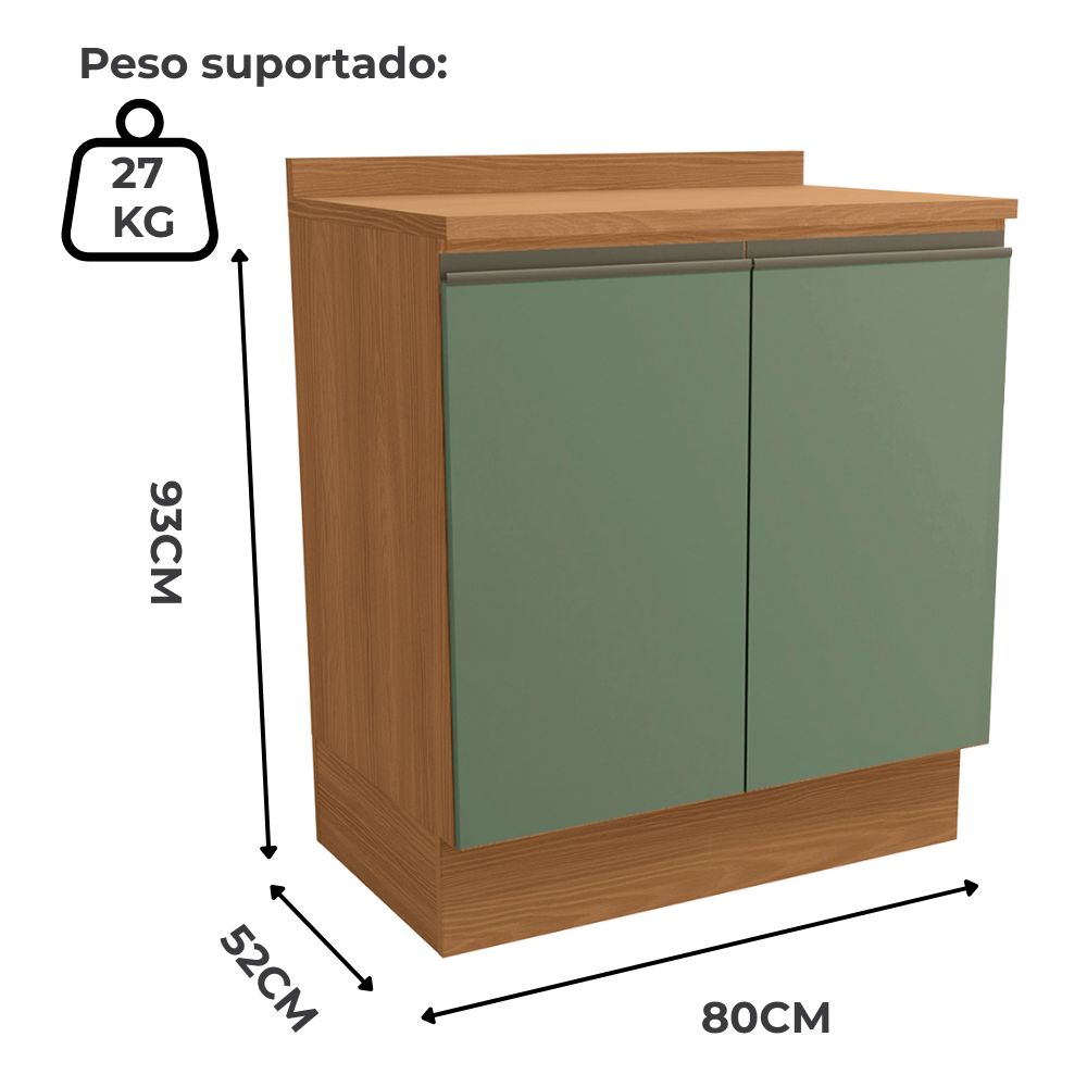 Balcao Com Tampo 2 Portas 80 cm Maxxi G744 Canela Verde Kappesberg
