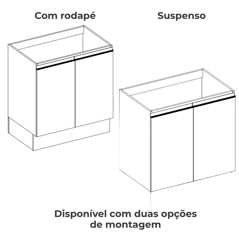 Balcao Com Tampo 2 Portas 80 cm Maxxi G744 Canela Verde Kappesberg