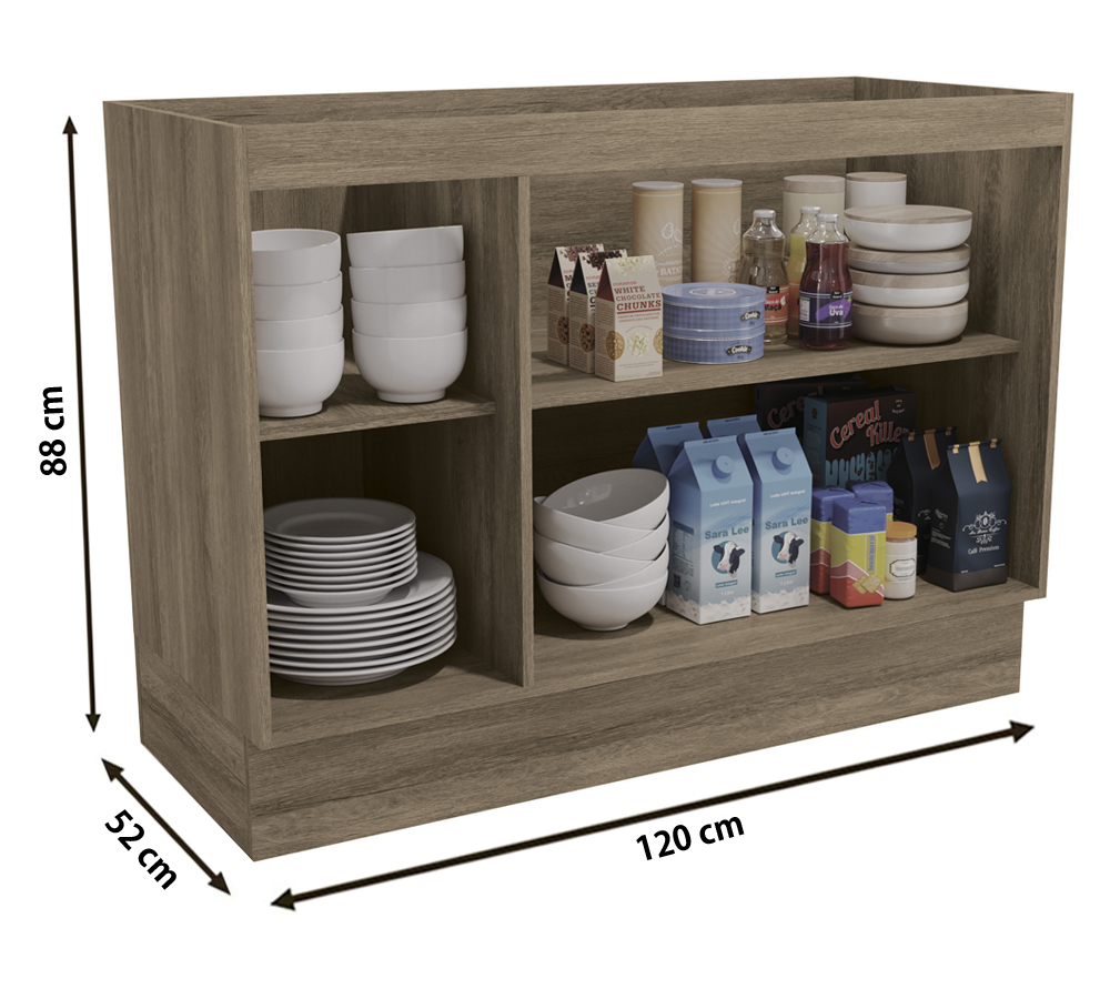 Balcao De Pia 02 Portas 120cm Maxxi G745 Nogal Kappesberg