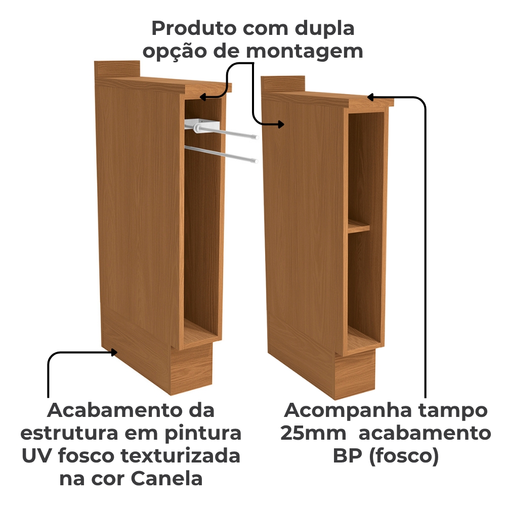 Balcao Nicho Toalheiro Com Tampo 15 cm Maxxi G740 Canela Kappesberg