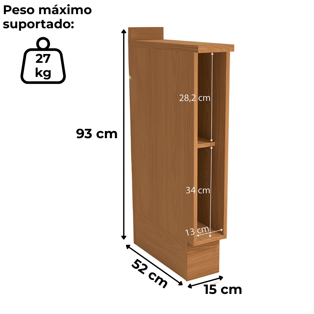 Balcao Nicho Toalheiro Com Tampo 15 cm Maxxi G740 Canela Kappesberg