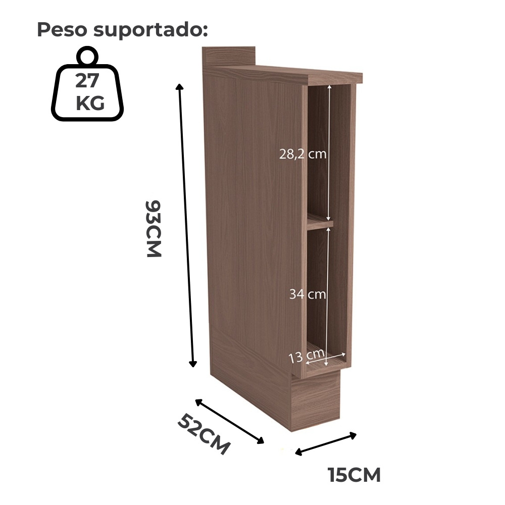 Balcao Nicho Toalheiro Com Tampo 15 cm Maxxi G740 Nogal Kappesberg