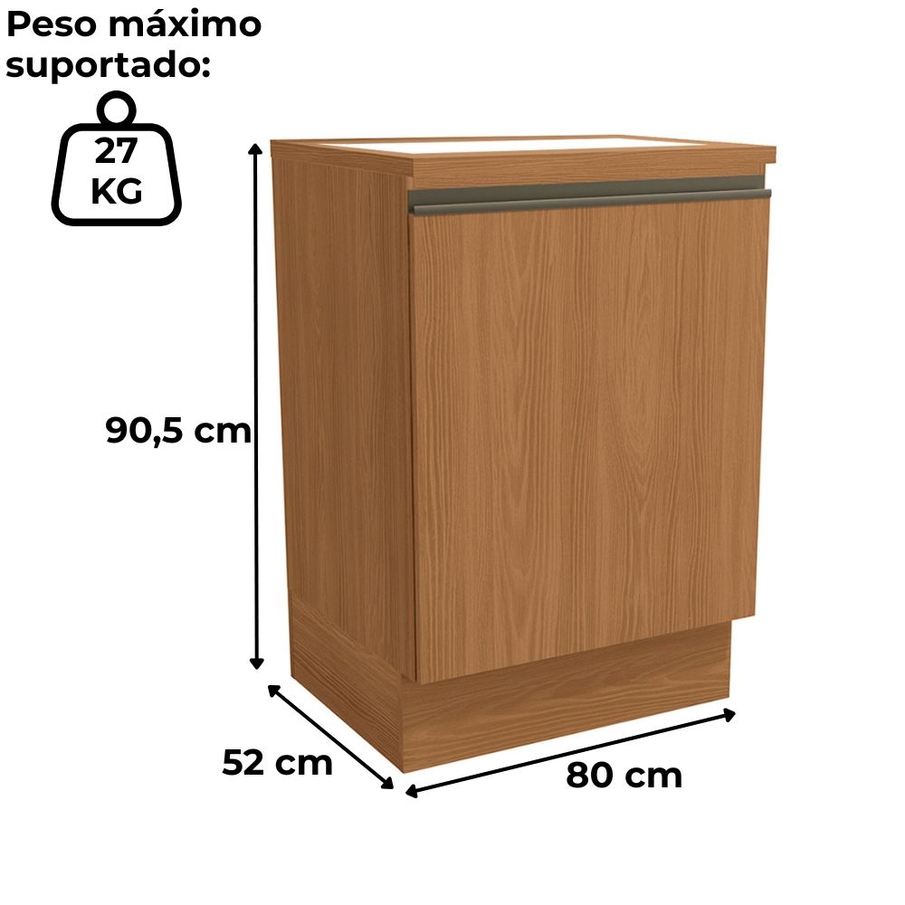 Balcao Para Cooktop Com Tampo 60 cm 1 Porta Maxxi G742 Canela Kappesberg