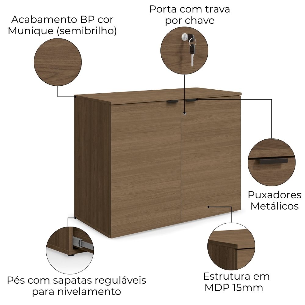 Balcao Para Escritorio 2 Portas 91 cm Frame F206 Munique Kappesberg