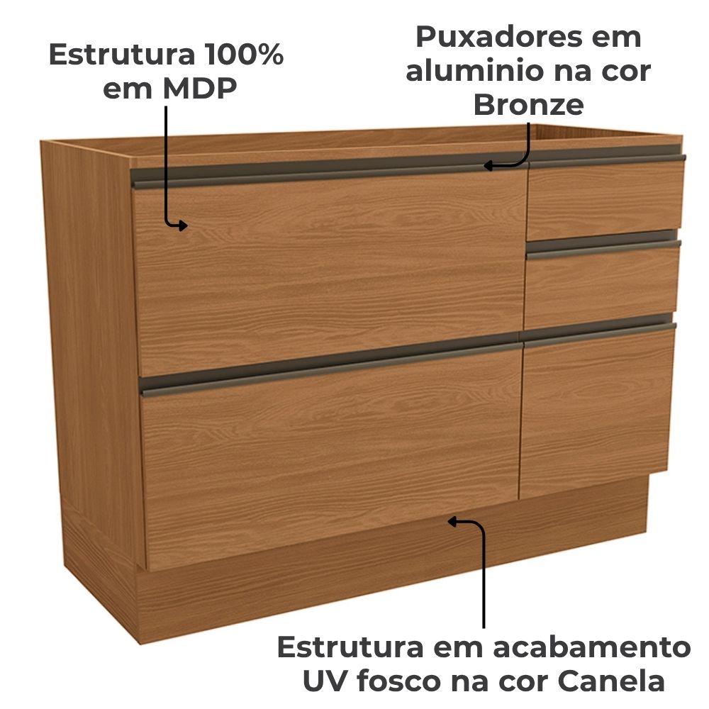 Balcao Pia Sem Tampo 1P 4G 120 cm Maxxi G746 Canela Kappesberg