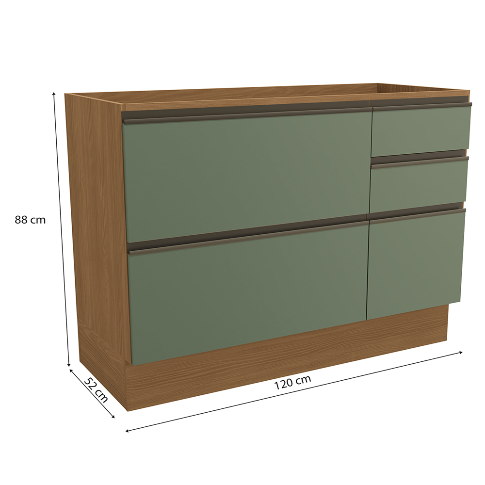Balcao Pia Sem Tampo 1P 4G 120 cm Maxxi G746 Canela Verde Kappesberg