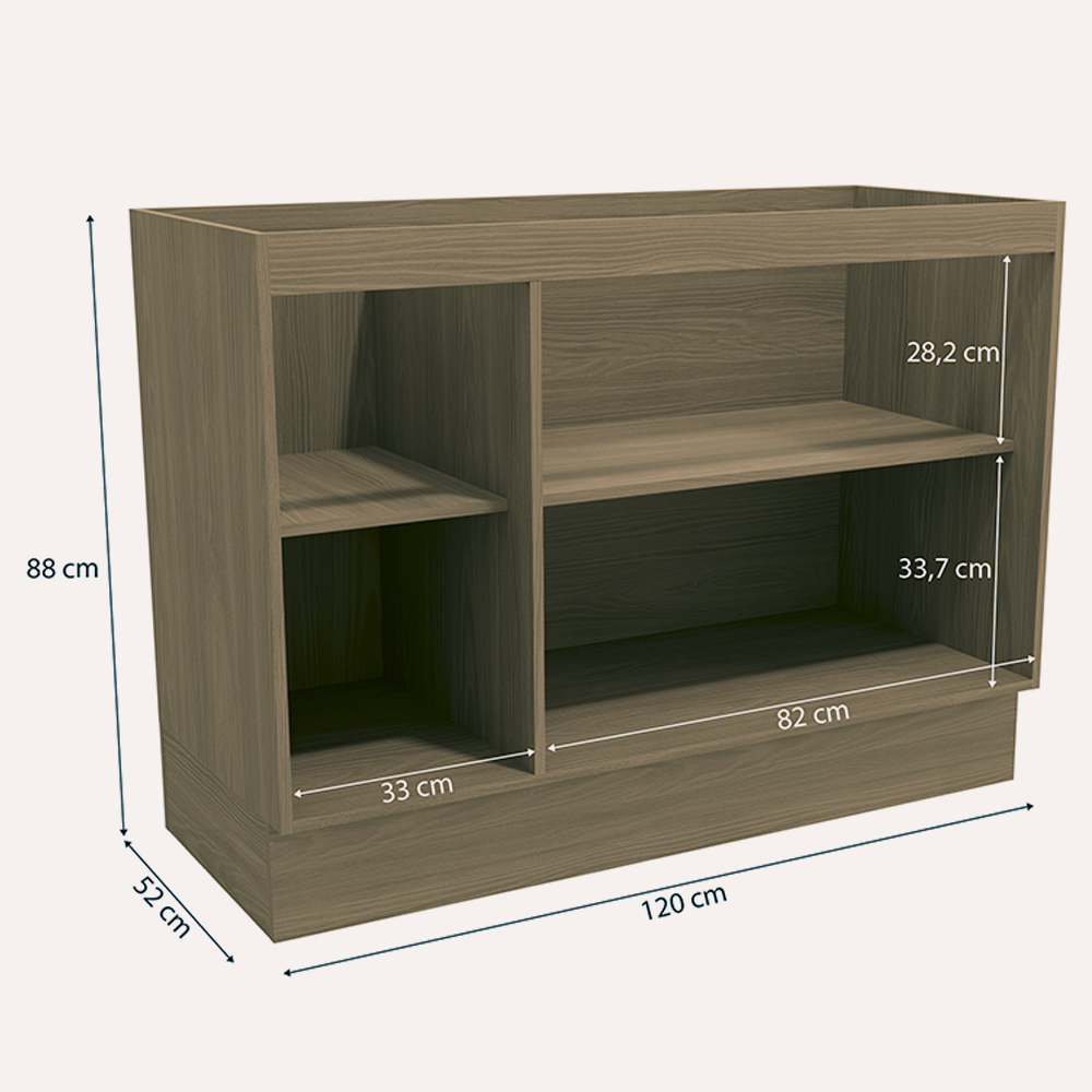 Balcao Pia Sem Tampo 2P 120 cm MDP Maxxi G745 Nogal Kappesberg