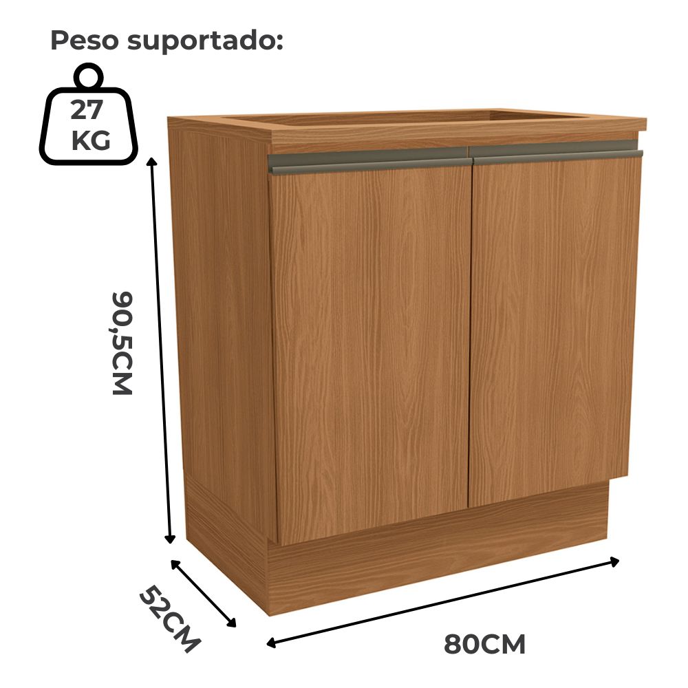 Balcao Tampo Cooktop 2 Portas 80 cm Maxxi G744 Canela Kappesberg
