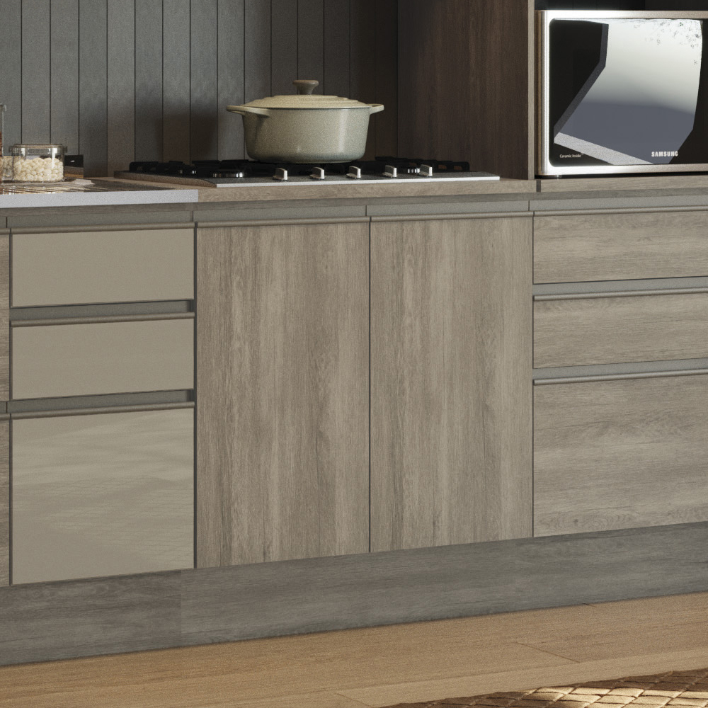 Balcao Tampo Cooktop 2 Portas 80 cm Maxxi G744 Nogal Kappesberg