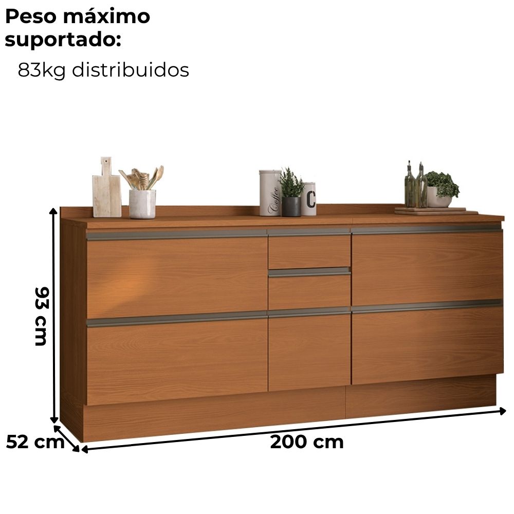 Balcao com Tampo 120 cm e Balcao com Tampo 80 cm Maxxi Canela Kappesberg