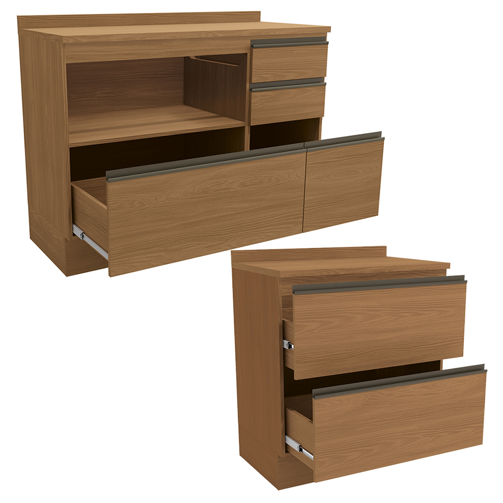 Balcao com Tampo 120 cm e Balcao com Tampo 80 cm Maxxi Canela Kappesberg
