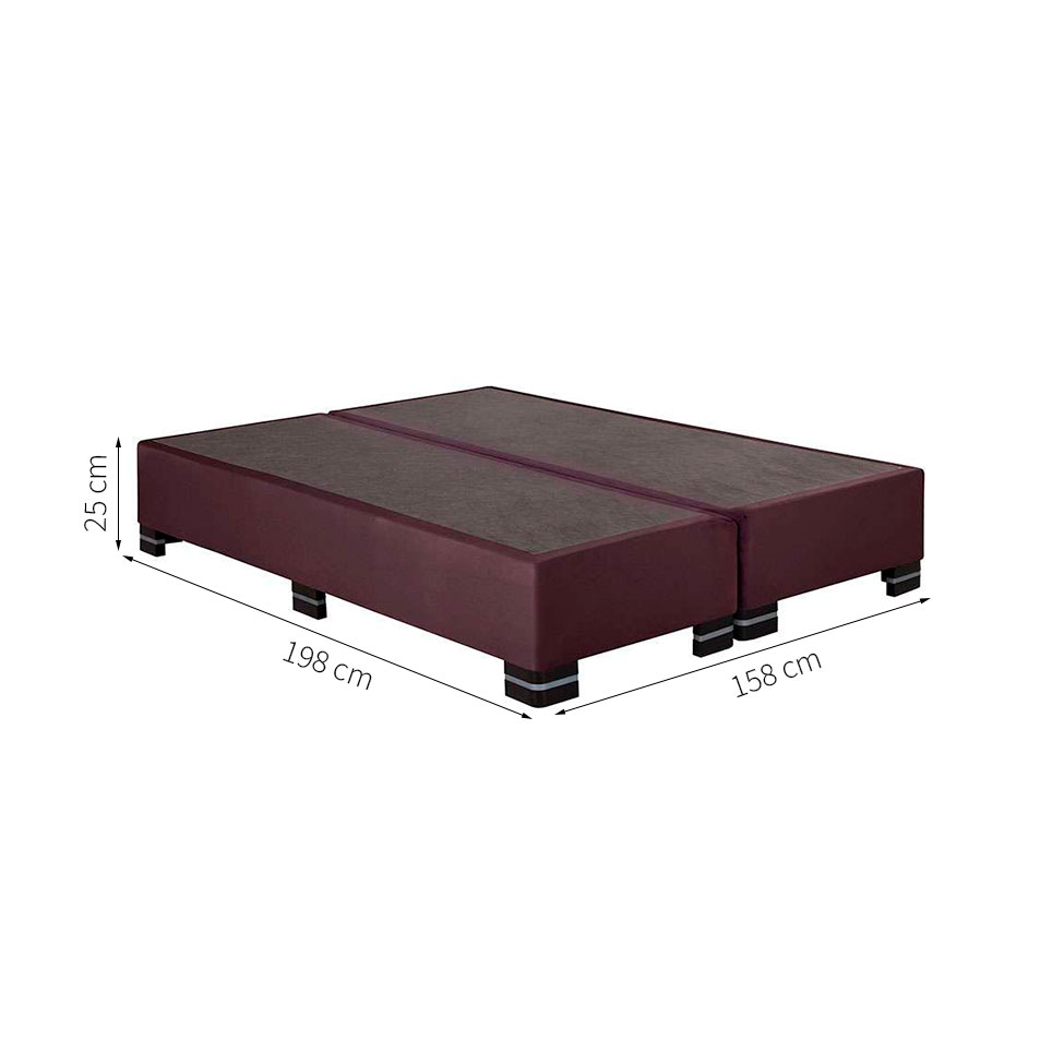 Base Cama Box Queen Sommier Suede Vinho