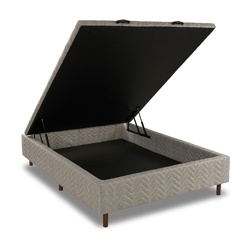 Base para Cama Box Casal Arcón com Baú (43x138x188) Poliéster Bege