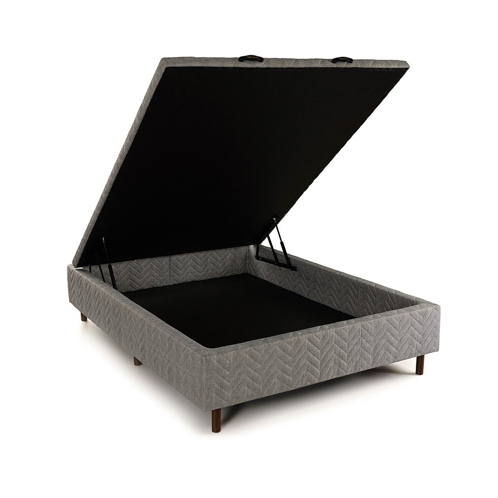 Base para Cama Box Casal Arcón com Baú (43x138x188) Poliéster Cinza