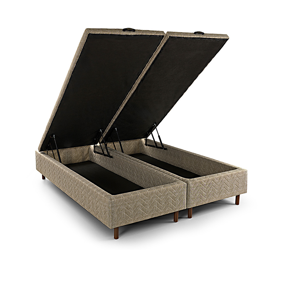Base para Cama Box Queen Arcón com Baú (43x158x198) Poliéster Bege