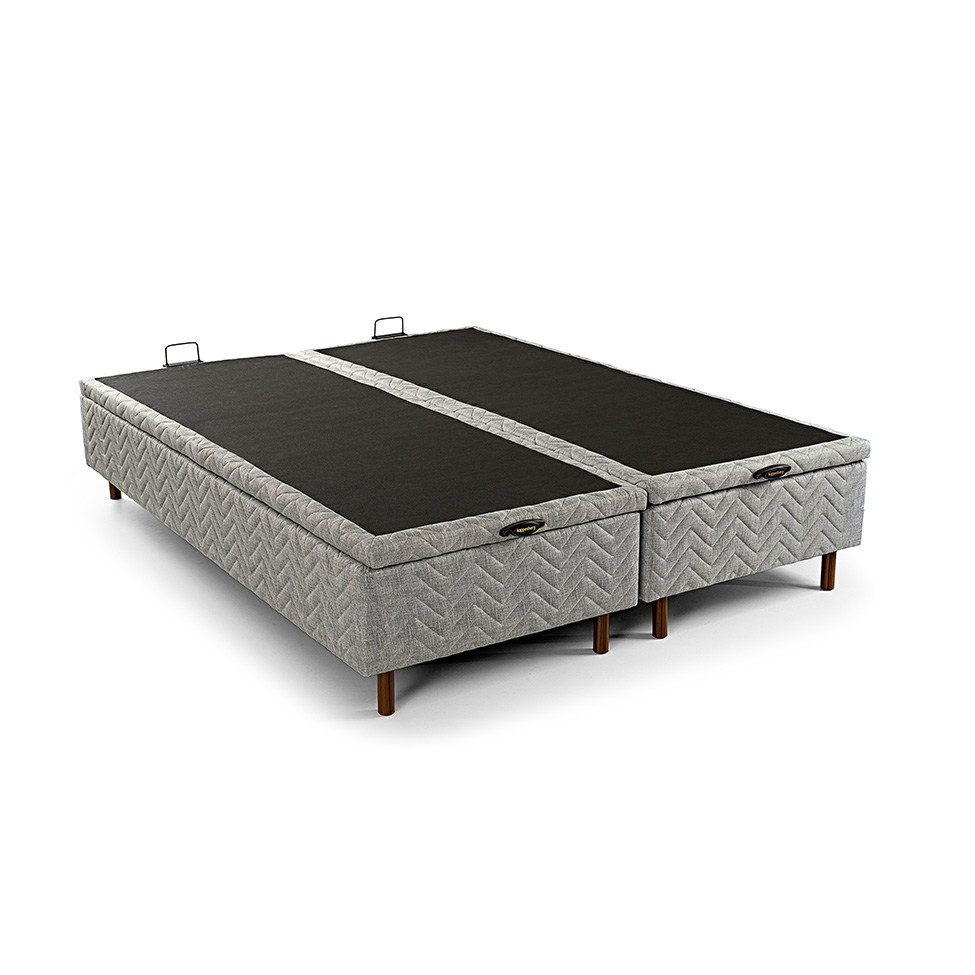 Base para Cama Box Queen Arcón com Baú (43x158x198) Poliéster Cinza
