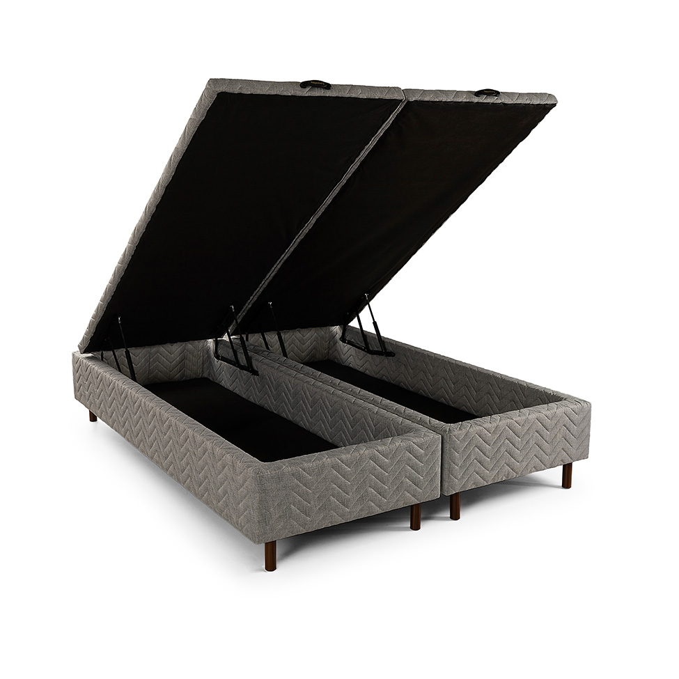 Base para Cama Box Queen Arcón com Baú (43x158x198) Poliéster Cinza
