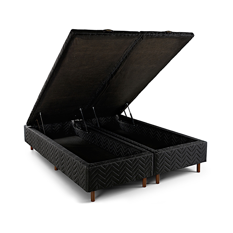 Base para Cama Box Queen Arcón com Baú (43x158x198) Poliéster Preta