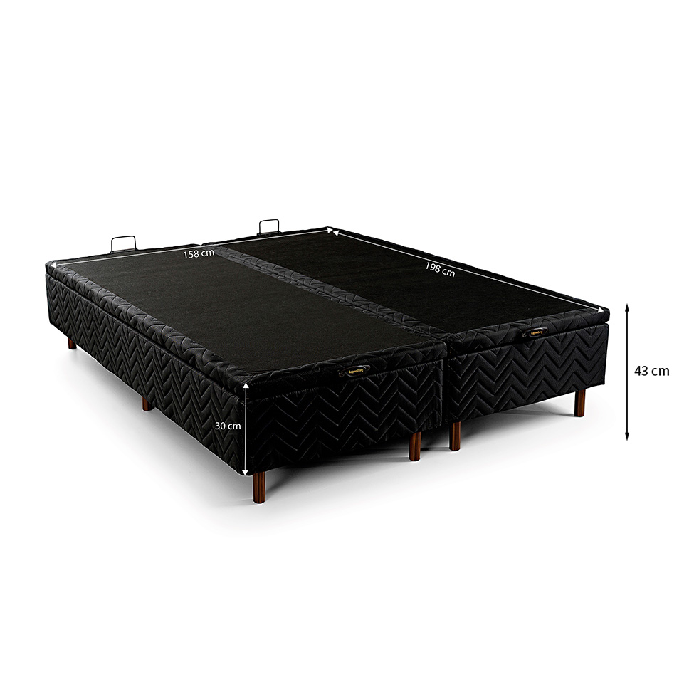 Base para Cama Box Queen Arcón com Baú (43x158x198) Poliéster Preta