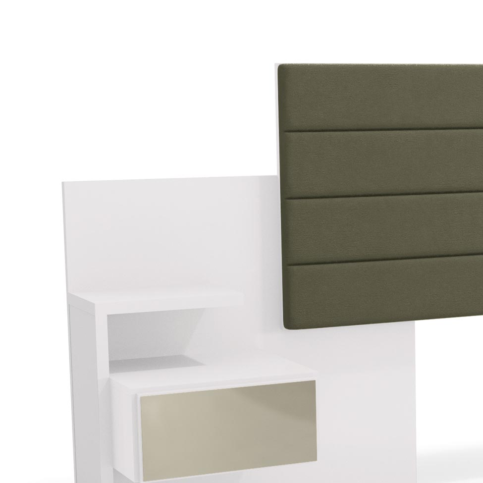 Cabeceira Casal Extensível com Mesa de Apoio Poseidon Branca