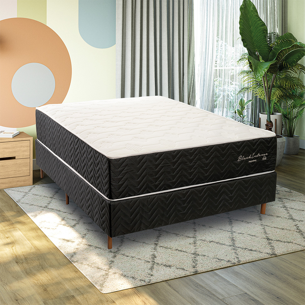 Colchão Casal Mola Ensacada Black Intense (33x138x188) Branco e Preto