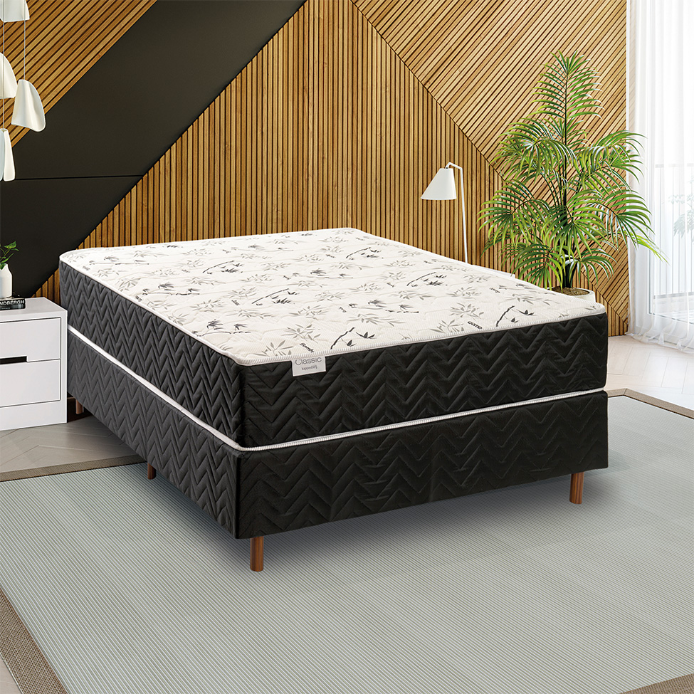 Colchão Casal Mola Ensacada Classic (26x138x188) Branco e Preto