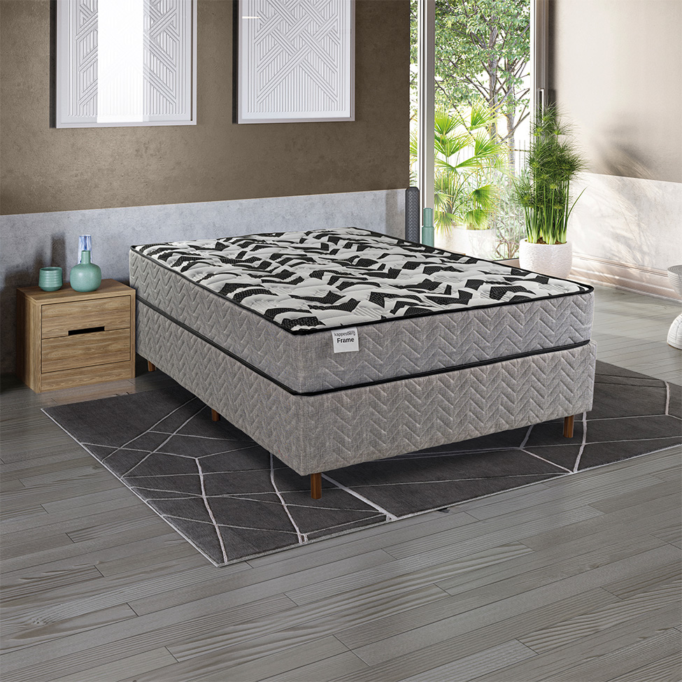 Colchão Casal Mola Ensacada Frame (24x138x188) Cinza e Preto