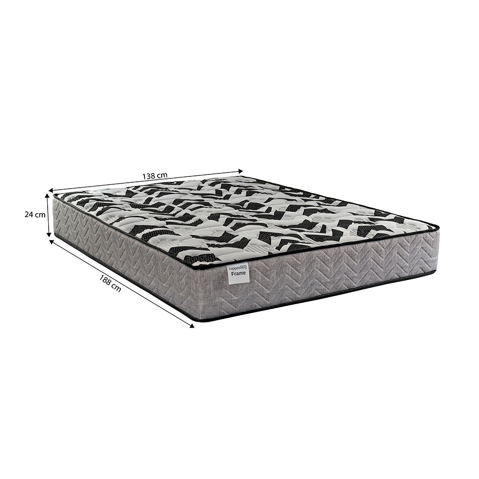 Colchão Casal Mola Ensacada Frame (24x138x188) Cinza e Preto