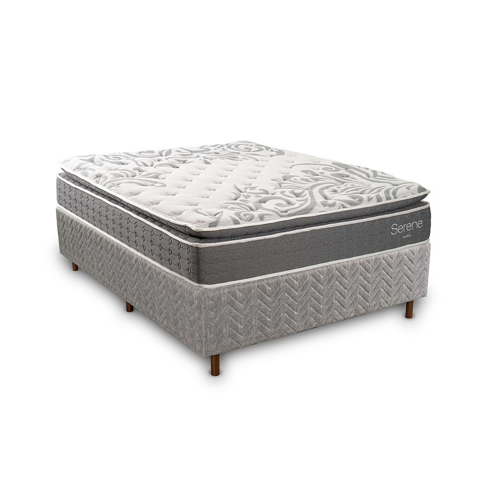 Colchão Casal Mola Ensacada Serene (32x138x188) Cinza e Branco