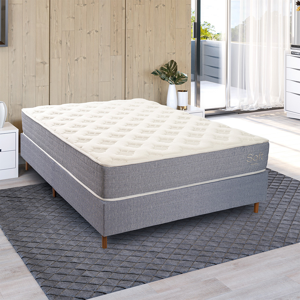 Colchão Casal Mola Ensacada Soft (28x138x188) Branco e Cinza