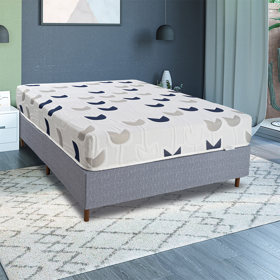 Colchão Casal Mola Ensacada Tulipa (25x138x188) Branco Estampado