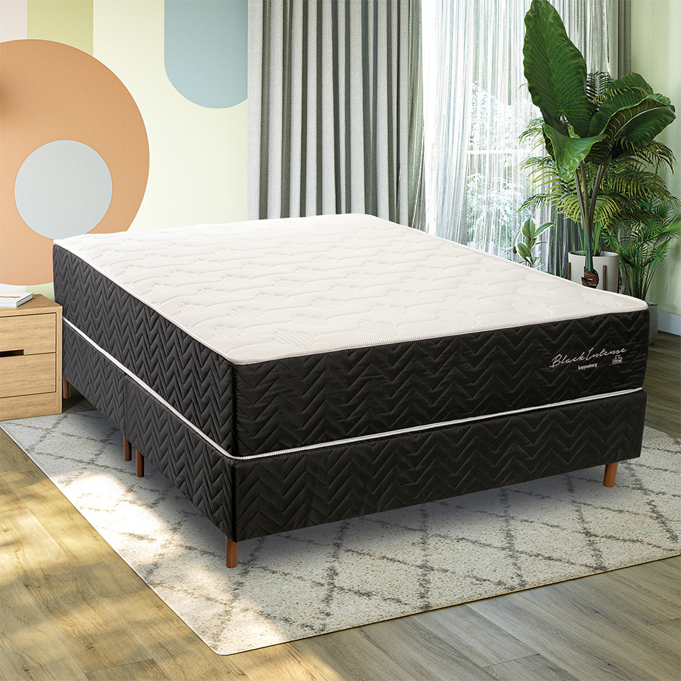 Colchão King Mola Ensacada Black Intense (33x193x203) Branco e Preto