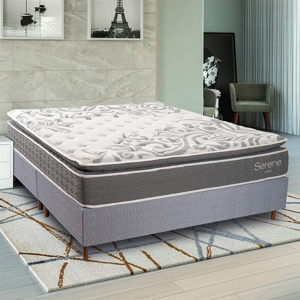 Colchão King Mola Ensacada Serene (32x193x203) Cinza e Branco