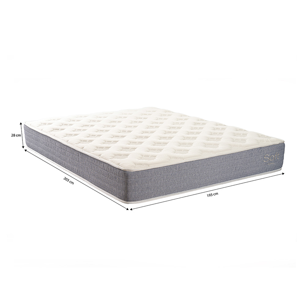 Colchão King Mola Ensacada Soft (28x193x203) Branco e Cinza