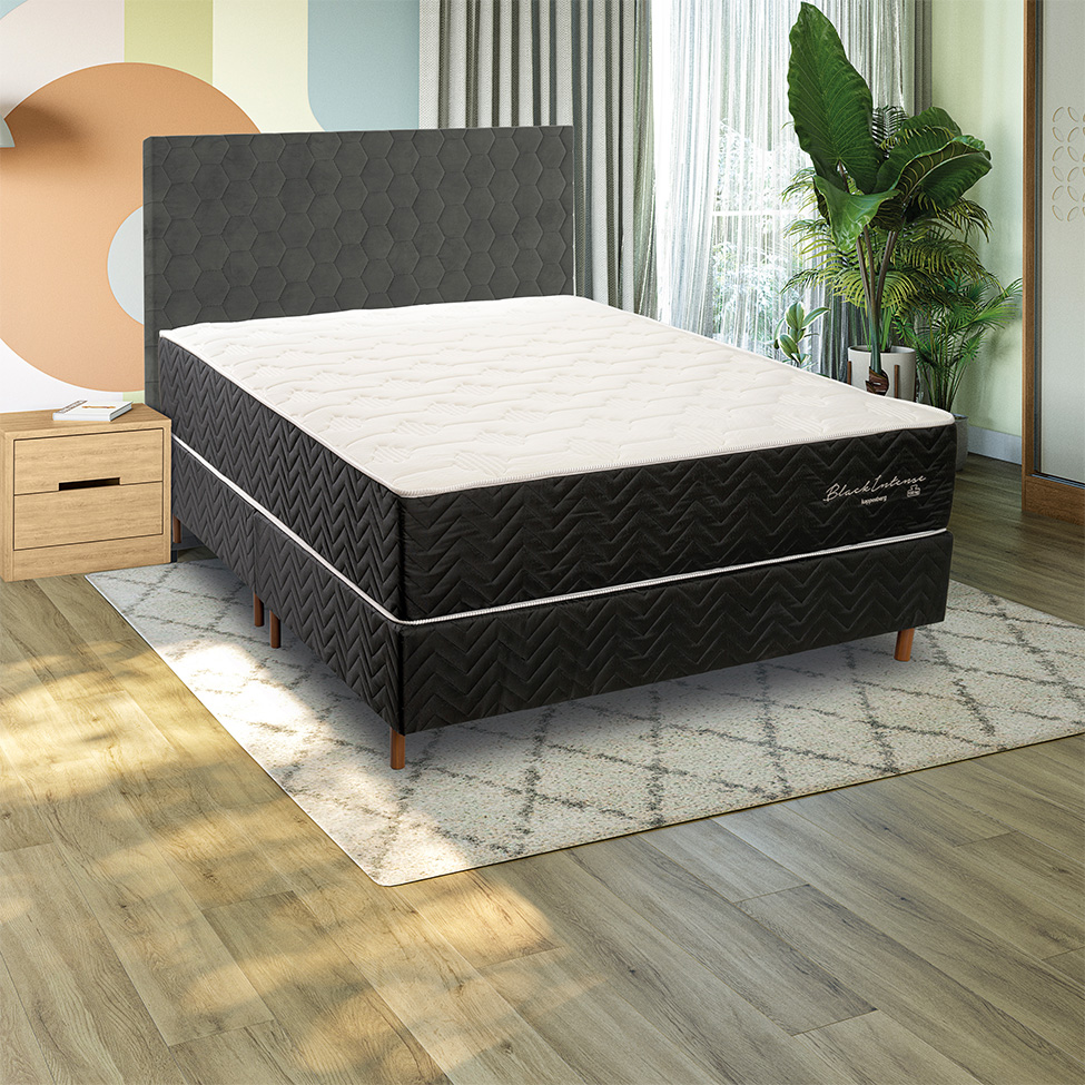 Colchão Queen Mola Ensacada Black Intense (33x158x198) Branco e Preto
