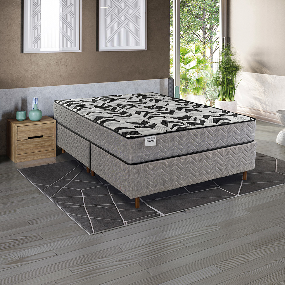 Colchão Queen Mola Ensacada Frame (24x158x198) Cinza e Preto