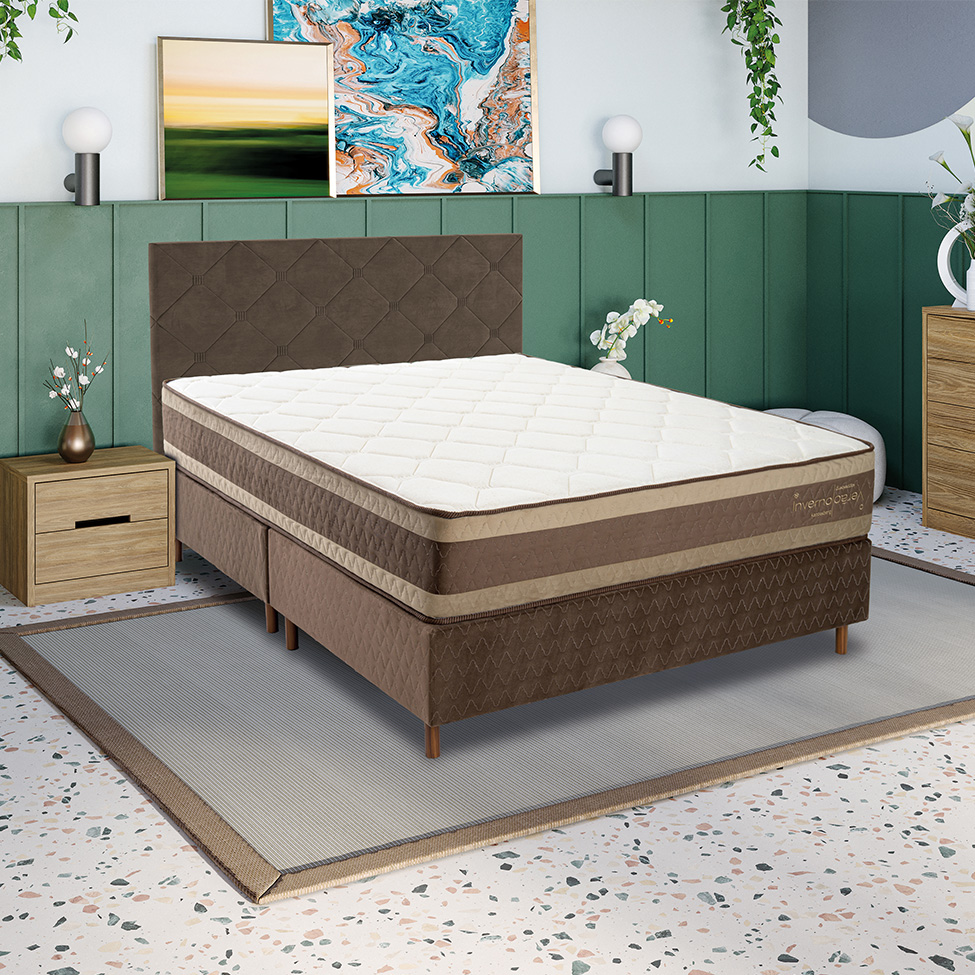 Colchão Queen Mola Ensacada Inverno/Verão (31x158x198) Marrom e Bege