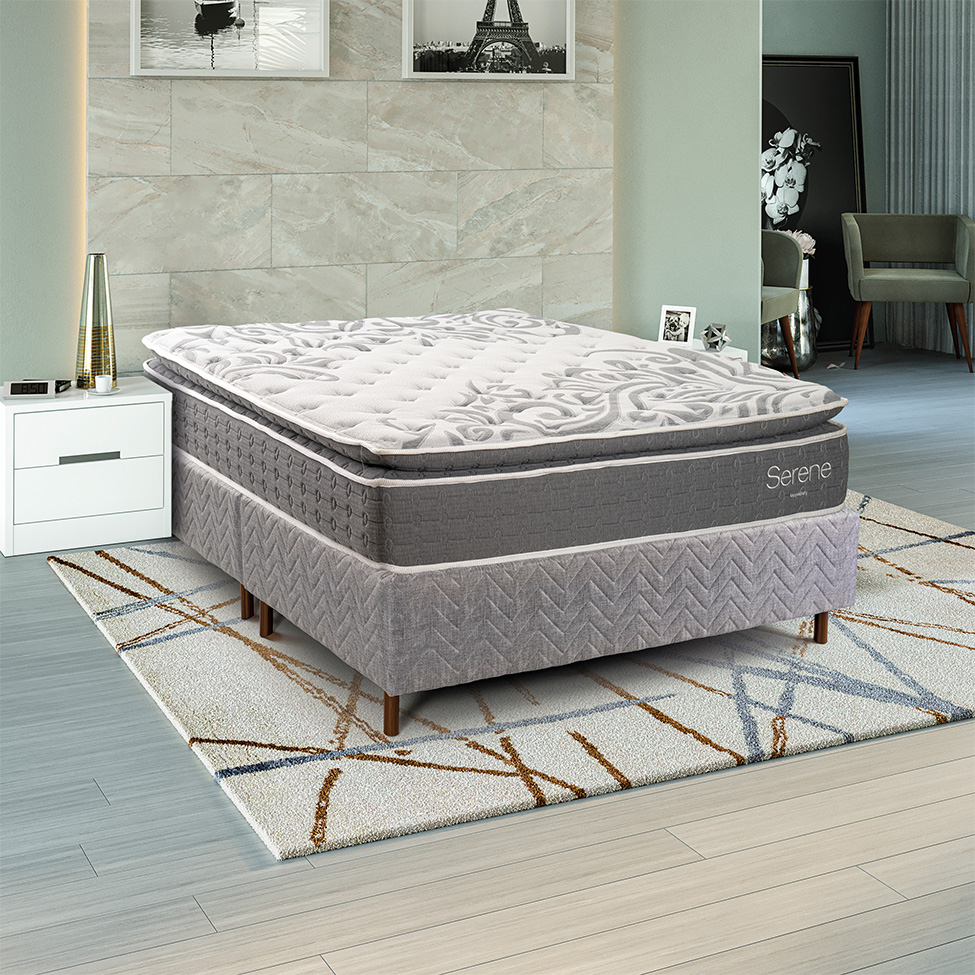 Colchão Queen Mola Ensacada Serene (32x158x198) Cinza e Branco