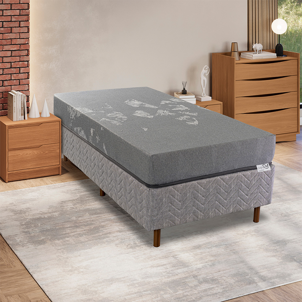 Colchão Solteiro Enrolado D28 Grey Comfort (19x88x188) Cinza