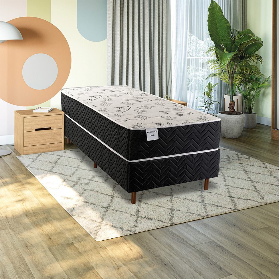 Colchão Solteiro Mola Ensacada Classic (26x88x188) Branco e Preto