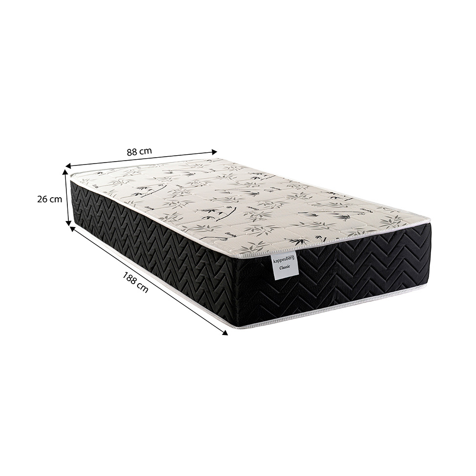 Colchão Solteiro Mola Ensacada Classic (26x88x188) Branco e Preto