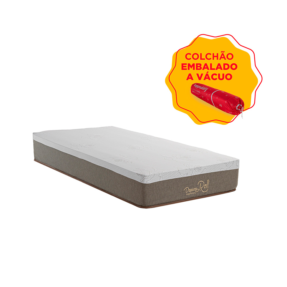Colchão Solteiro Mola Ensacada Dreams Roll (24x88x188) Branco e Cinza