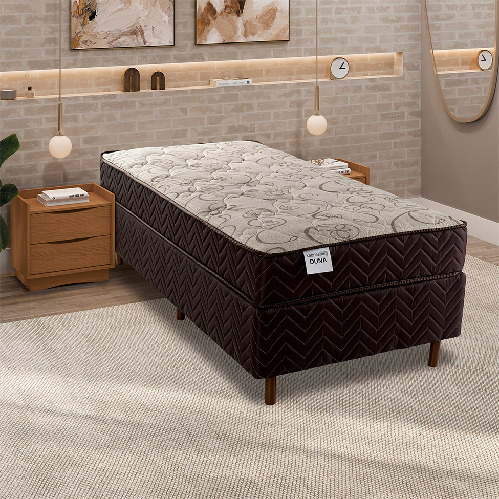 Colchão Solteiro Mola Ensacada Duna (20x88x188) Marrom e Bege